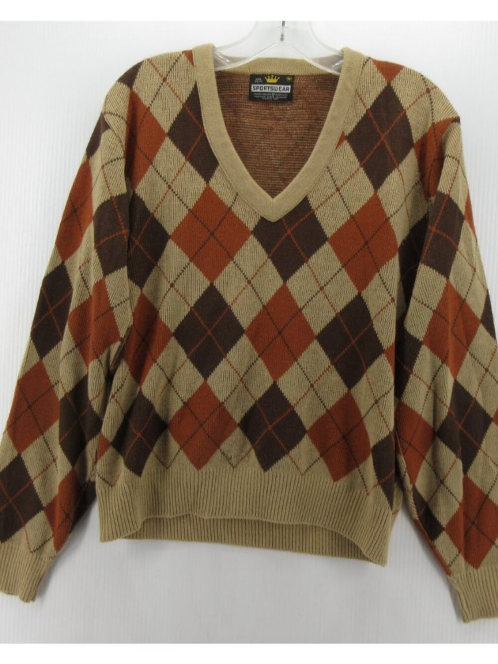 VINTAGE Sportswear Sweater Medium Golf Orlon Argyle 80s Grandpa *
